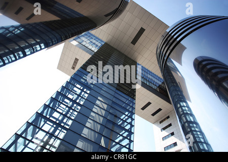 Hafen von moderner Architektur, Kranhaus, Kranhaus Rheinauhafen, Köln, Nordrhein-Westfalen, Deutschland, Europa Stockfoto