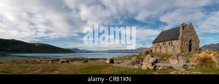 Die Kirche des guten Hirten und Lake Tekapo, Mackenzie Country, Canterbury, Südinsel, Neuseeland Stockfoto