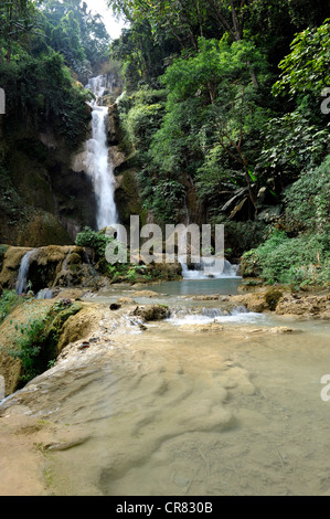 Kuang Si Wasserfall, Luang Prabang, Laos, Südostasien Stockfoto