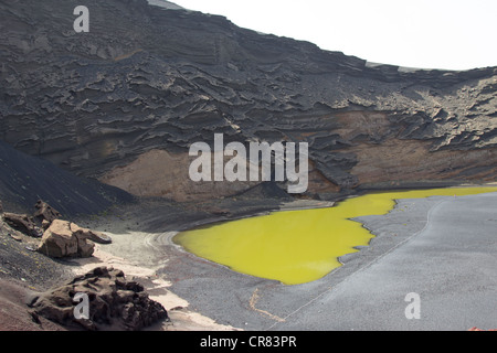 El Golfo Vulkankrater - Nationalpark Timanfaya - Lanzarote - Kanarische Inseln Stockfoto