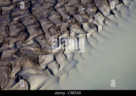 Sand Strukturen auf Stream des vatnajoekull Gletscher, in joekulheimar, South Island, Europa Stockfoto