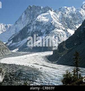 Mer de Glace in der Nähe von Chamonix Mont-Blanc-Massiv, Frankreich, Europa-Gletscher Stockfoto