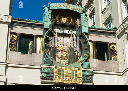 Österreich, Wien, historisches Zentrum UNESCO-Welterbe, Ankeruhr, Ankeruhr, erbaut zwischen 1911 und 1917 auf Pläne der Kunst Stockfoto