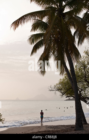 France, Martinique (Französische Antillen), Grande Anse des Salines bei Sonnenuntergang Stockfoto