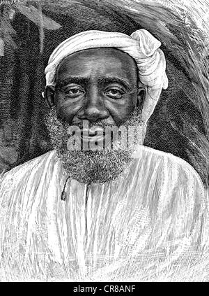 Tippu Tip, 1837 - 14.6.1905, East Afrika Merchant, Portrait, Holzgravur, Ende des 19. Jahrhunderts, Stockfoto