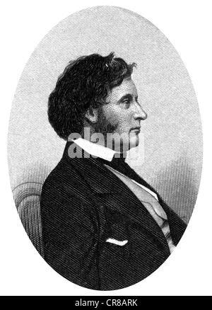 Sumner, Charles, 6.1.1811 - 11.3.1874, US-amerikanischer Politiker (Whig/Dem./Rep.), US-Senator aus Massachusetts 1851 - 1874, Porträt, Stahlstich, ca. 1855, Artist's Urheberrecht nicht gelöscht werden Stockfoto