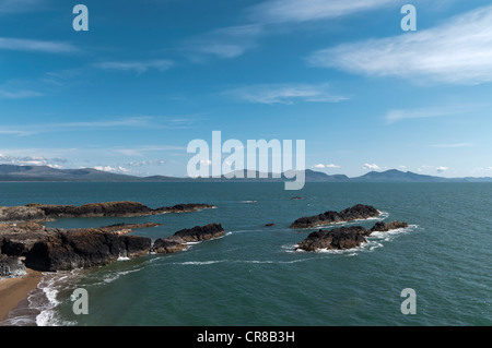 Llanddwyn Insel Anglesey North Wales Blick Richtung Halbinsel Lleyn Stockfoto