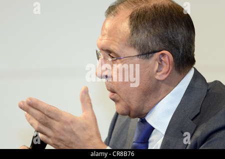 Lawrow, Sergey, * 21.3.1950, russischer Politiker, Diplomat, Außenminister seit 2004, Porträt, Mitglieder auf der Münchner Sicherheitskonferenz, Hotel Bayerischer Hof, München, Deutschland, 4.2.2012, Stockfoto