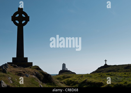 Keltenkreuz auf Llanddwyn Insel Anglesey North Wales Stockfoto