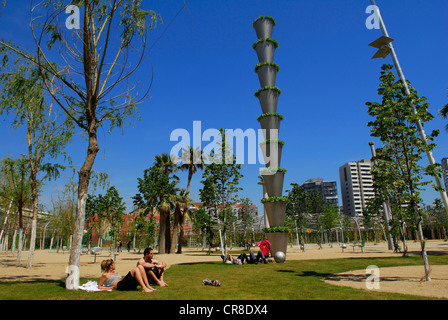 Spanien Katalonien Barcelona Central Park der Poblenou vom Architekten Jean Nouvel Avinguda Diagonal in Winkel mit Carrer Pere IV Stockfoto