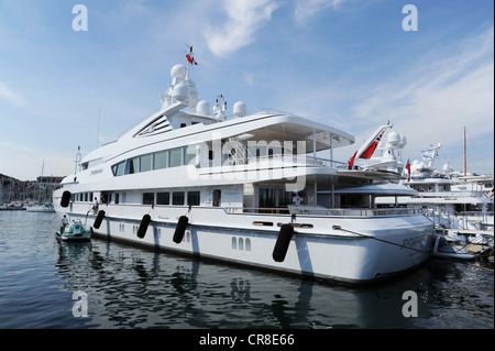 Luxus-Yacht Pegasus, Länge 53m, an der Marina in Cannes, Frankreich, Europa Stockfoto