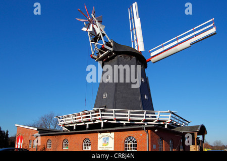 Meyers Muehles alten Kittel Windmühle gebaut im typischen holländischen Stil, Bardowick, Landkreis Lüneburg, Niedersachsen, Deutschland Stockfoto