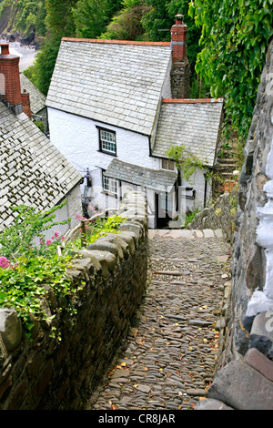 Ferienhäuser in den Hang Dorf Clovelly in Devon Stockfoto