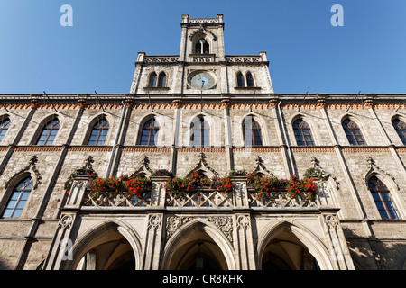 Neo-gotische Rathaus in Weimar, Thüringen, Deutschland, Europa Stockfoto