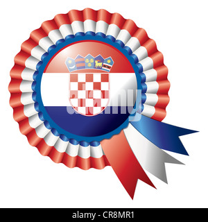 Detaillierten Rosette Flagge Kroatiens, Abbildung Stockfoto