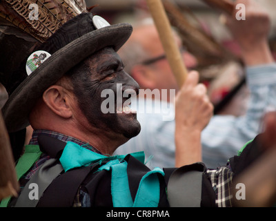 Das Gesicht geschwärzt-Up von Morris Tänzer Stockfoto