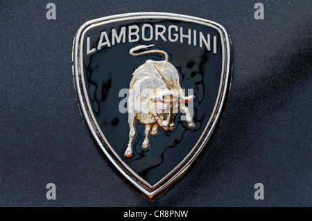 Alten Lamborghini Logo, Wortmarke mit dem Bild eines Stiers Stockfoto