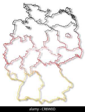 Politische Karte von Deutschland mit den mehrere Staaten wo Bremen markiert ist. Stockfoto