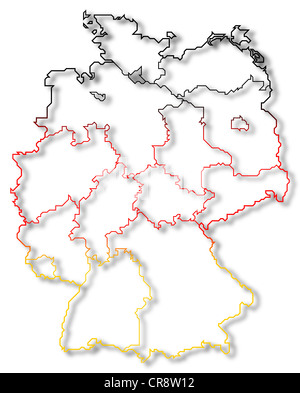 Politische Karte von Deutschland mit den mehrere Staaten wo Hamburg markiert ist. Stockfoto