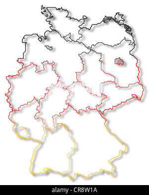 Politische Karte von Deutschland mit den mehrere Staaten wo Berlin markiert ist. Stockfoto