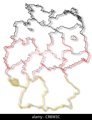 Politische Karte von Deutschland mit den mehrere Staaten wo Saarland markiert ist. Stockfoto