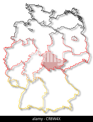 Politische Karte von Deutschland mit den mehrere Staaten wo Thüringen markiert ist. Stockfoto