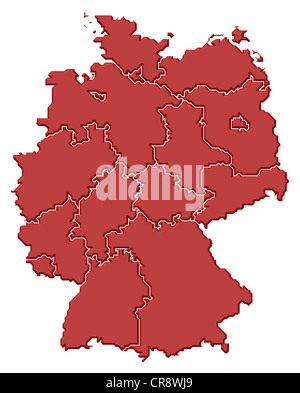 Politische Karte von Deutschland mit den verschiedenen Staaten. Stockfoto