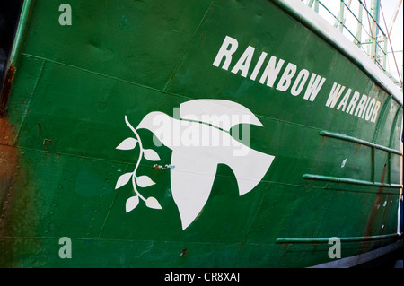 Detail, Außenansicht von der Greenpeace-Flaggschiff "Rainbow Warrior II" Stockfoto