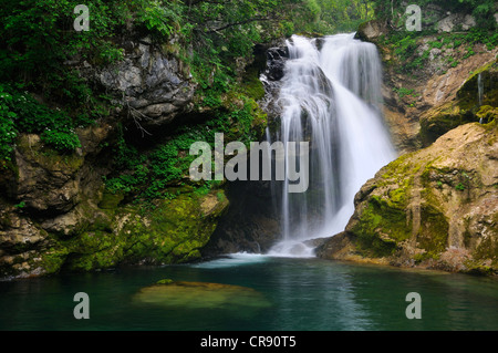 Aeum Wasserfall, Radovna-Fluss, Vintgar-Schlucht, Slowenien, Europa Stockfoto