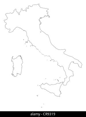 Politische Karte von Italien mit den verschiedenen Regionen. Stockfoto