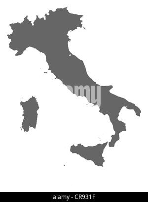 Politische Karte von Italien mit den verschiedenen Regionen. Stockfoto