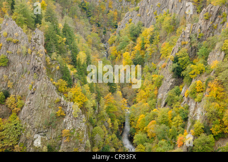 Blick von der Rosstrappe, ein Granit-Felsen, über das Bode-Tal, Sachsen-Anhalt, Deutschland, Europa Stockfoto