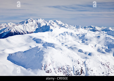 Blick vom Mt Terner Joechl über Terenten, Pustertal Tal, Val Pusteria, Mt Ahrnerkopf und Ahrntal Valley auf Rückseite Stockfoto