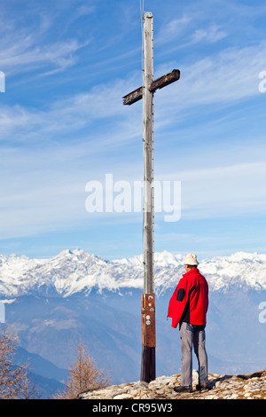 Blick vom Gantkofel Berg in Richtung der Meraner Berge, Mendel Ridge, Alto Adige, Italien, Europa Stockfoto