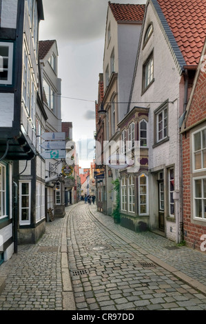 Straße im Schnoorviertel, Schnoorviertel, Bremen, Deutschland, Europa Stockfoto