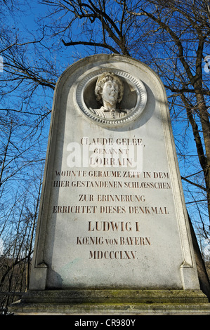 Denkmal für Claude Gelee, bekannt als Lorrain, Harlaching, München, Bayern, Deutschland, Europa Stockfoto