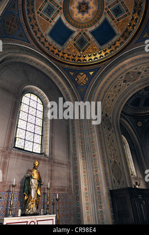 Ludwigskirche, St. Louis Church, Seitenschiff oder Gang mit Decke, München, Bayern, Deutschland, Europa Stockfoto