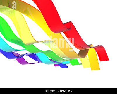 3D Regenbogen Wellen auf weißem Hintergrund Stockfoto