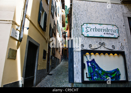 Bellagio, See überqueren, Hotels, Restaurants auf der Vorderseite zurück Straßen, Geschäfte, Blick auf den See, Gärten, Comer See, italienische Seen, Italien Stockfoto