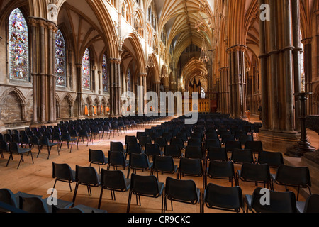 Im Inneren der Kathedrale von Lincoln, Lincoln, Lincolnshire, England, UK Stockfoto