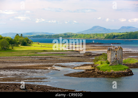 Castle Stalker ein 15. Jahrhundert Turmhaus, Loch Laich, Portnacroish, Portnacroish, Schottland, Vereinigtes Königreich, Europa Stockfoto