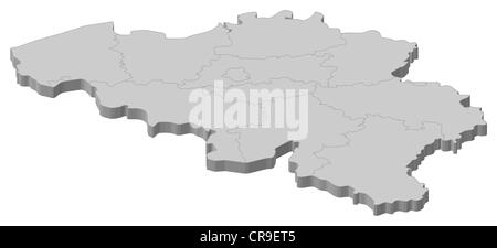 Politische Karte von Belgien mit der Einzelstaaten. Stockfoto