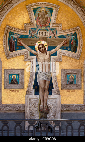 Mosaik an der Wand von der Kathedrale der Auferstehung Christi Stockfoto