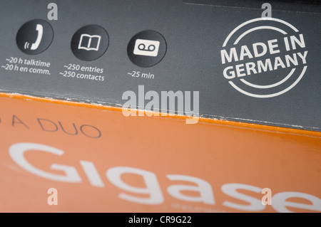 Siemens schnurloses Telefon Box mit Logo "Made in Germany" Stockfoto