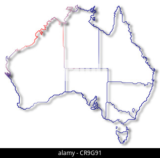 Politische Karte von Australien mit der Einzelstaaten. Stockfoto