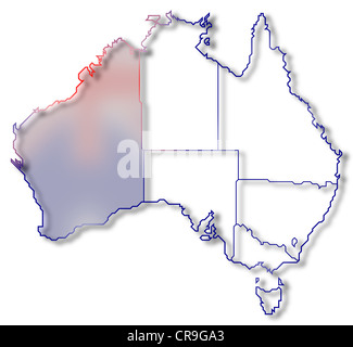 Politische Karte von Australien mit den mehrere Staaten wo Western Australie markiert ist. Stockfoto