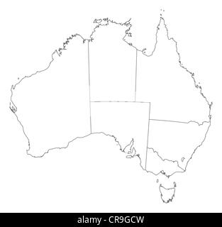 Politische Karte von Australien mit der Einzelstaaten. Stockfoto