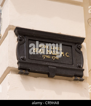 Beau Nash Gedenktafel an das Theater Royal Bath Stockfoto