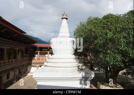 Stupa in Punakha Dzong (1637), Punakha, Bhutan, Asien Stockfoto