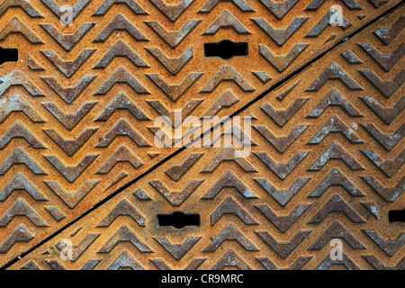 Gusseisen Schacht Abdeckung Muster Stockfoto